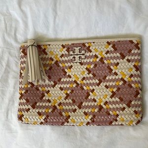 Woven leather Tory Burch outlet clutch